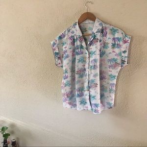 Tropical Button-down Blouse